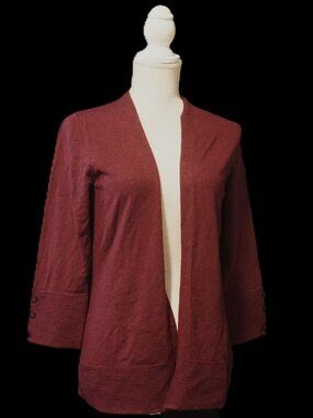 Evolution Ancho Chili Burgandy Open Front Sweater Cardigan Women’s Small